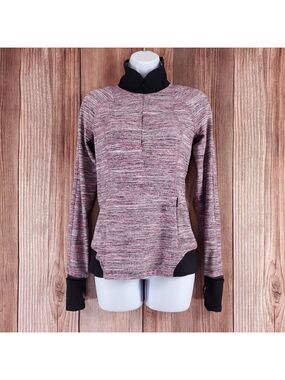 Lululemon Womens Sz 6 Runderful 1/2 Zip Space Dye Camo Berry Rumble Multi Black